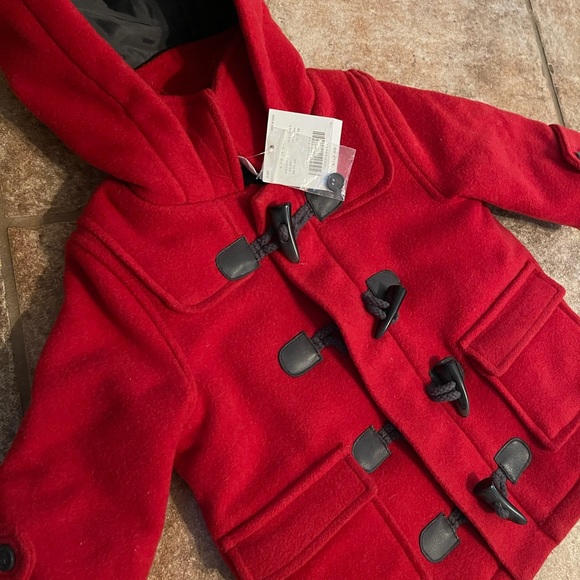 Janie and Jack Red Peacoat - Picture 2 of 7